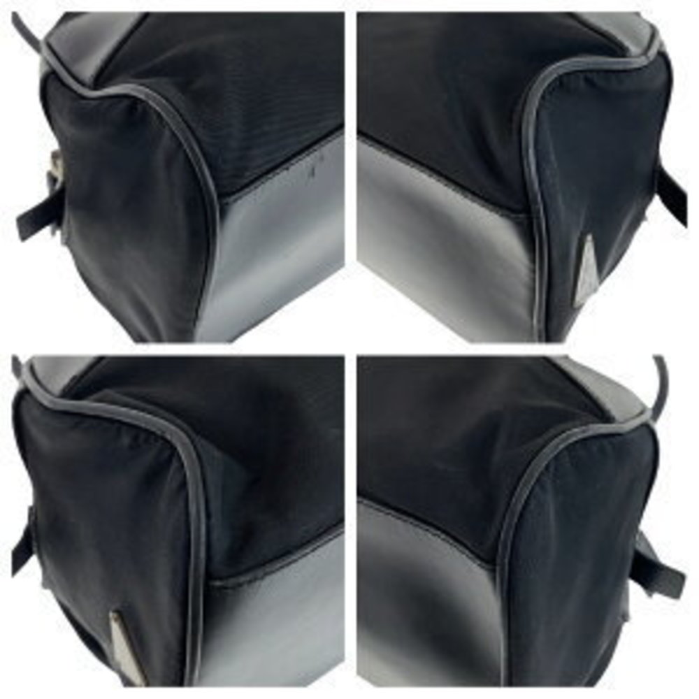 Prada Tessuto Triangular Black Nylon Leather Shou… - image 4